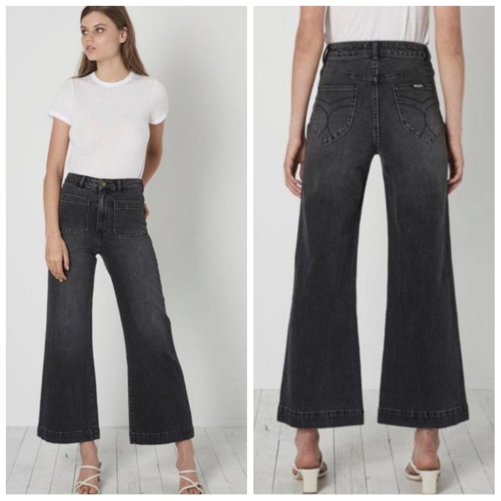 Rolla's High-Rise Wide-Leg Sailor Jeans Black Women's 27 Bohemian Cleangirl